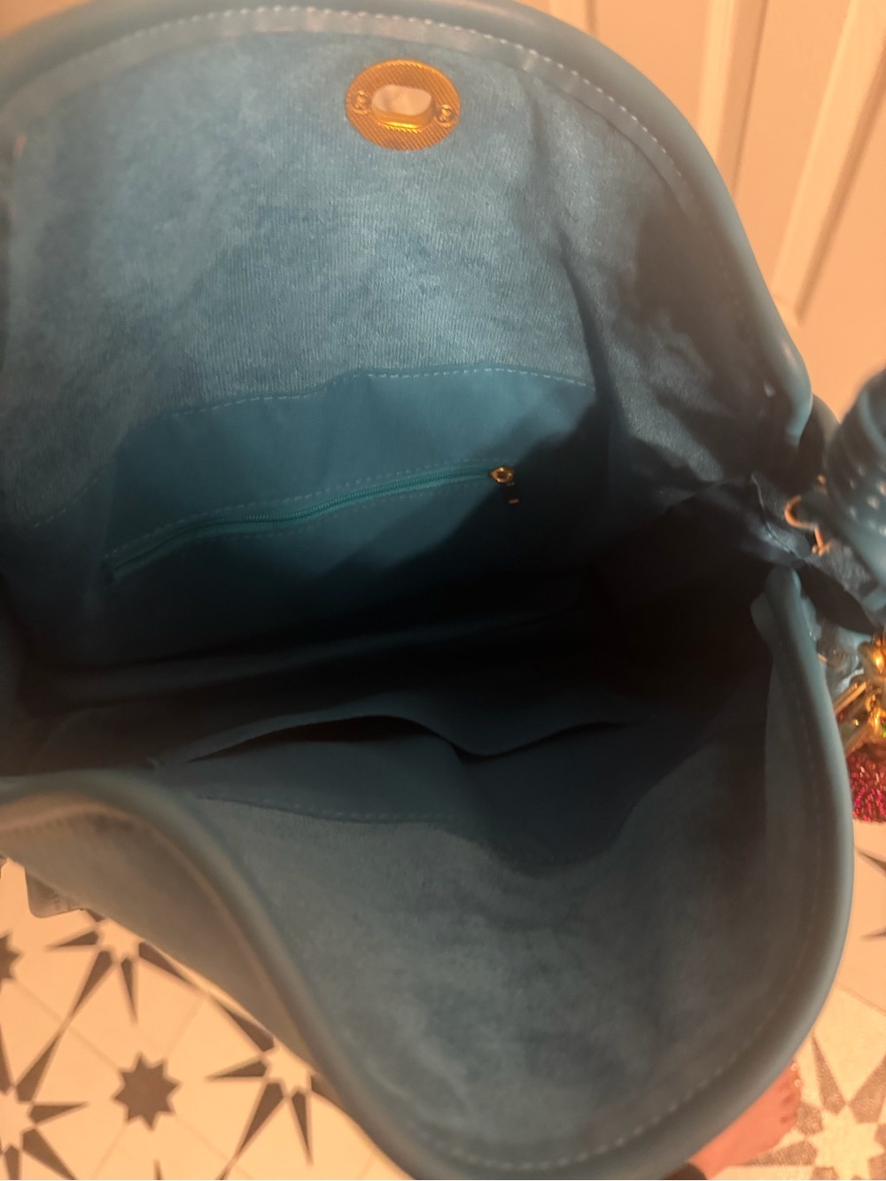 Vintage Y2K hobo style Blue suede bag - Picture 4 of 8
